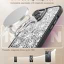 Goodon for iPhone 15 Plus Case with Privacy Screen Protector, Compatible with Magsafe, Shockproof Translucent Matte Cover - Cute Floral Design Phone Case for Women and Girls - Mandala Flower