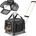 RUFF LIFE 101 Airline Approved Expandable Premium Pet Carrier on Wheels- Two Sided Rolling Carrier- Designed for Dogs & Cats- Extra Spacious Soft Lined Carrier! (Black) (RL-PET-CARRIER-WHEELS)