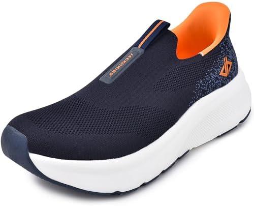 JACKSHIBO Mens Slip in Free up Hands Shoes Wide Toe Box Arch Support Orthopedic Walking Sneakers Cushioned Thick Zero Drop Sole Metatarsal Pads, 10.5 US