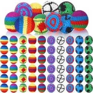 Libima 21 Pack Multicolored Assorted Woven Kickball Knitted Kick Balls Crochet Geometric Pattern Hacky Ball, Woven Kindergarten Toys for Indoor Outdoor Carnival Supplies