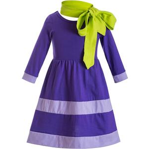 Women Long Sleeves Halloween Costume Daphne Dress with Scarf adults mini dress (Medium, Purple)