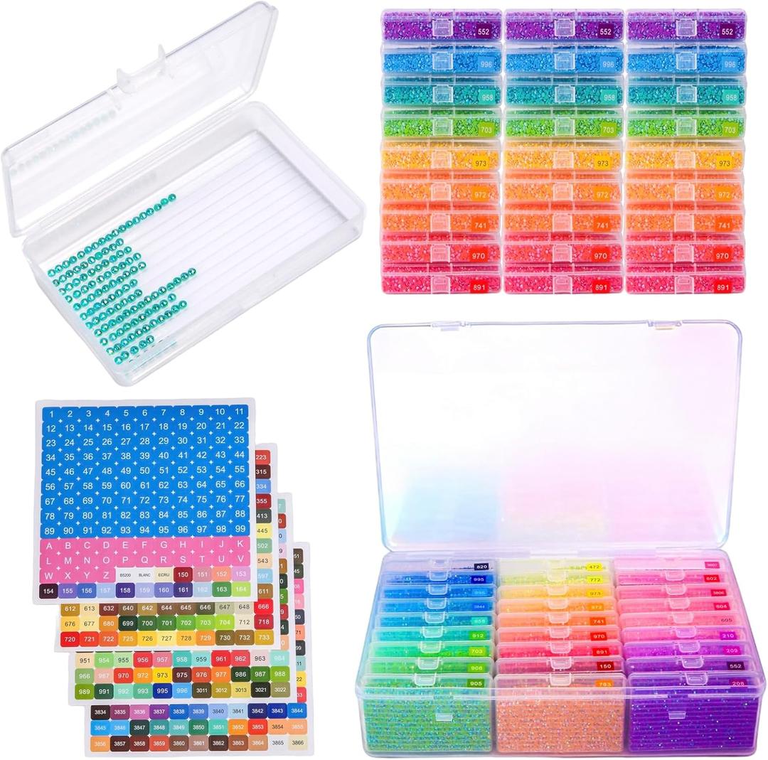 QTFOUND Diamond Art Storage, 1pack 27pcs Diamond Painting Storage Trays Organizer, 2-in-1 with Lids Diamond Painting Dotz Accessories Containers Case Box (Beads not Included)