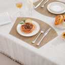 SHACOS Wedge Shape Placemats Set of 4 Woven Vinyl Placemat for Round Table Curved Place Mats Wipe Clean Kitchen Dining Table Mats (4, Tan)