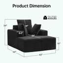 Boneless Couch Chaise Lounge Chair, 54" Oversized Cloud Sofa with Deep Seat, Plush Corduroy Reading Chair for Living Room, Bedroom, Reading Nook, Apartment, Gaming Room & Movie Nights, Black, 54" × 43" × 34"