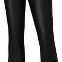 SHENHE Women's PU Leather Flare Pants Lace Up Low Rise Y2k Sexy Rave Punk Pants Trousers (Large, Black)