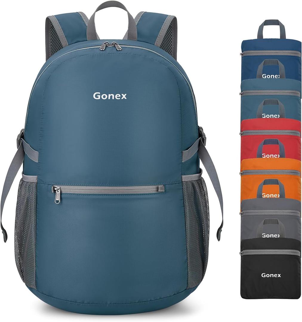 Gonex 30L Ultra Lightweight Packable Backpack, Handy Foldable Daypack for Camping Outdoor Travel Cycling Backpacking (Grey Blue)