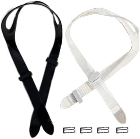 CALIDAKA 2pcs Universal Replacement Part Mask Swimming Goggles Silicone Strap Snorkel, Swimming Glasses Silicone Strap Accessories for Diving Swim(Black+Transparent)