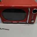 Nostalgia Retro Compact Countertop Microwave Oven - 0.7 Cu. Ft. - 700-Watts with LED Digital Display - Child Lock - Easy Clean Interior - Red