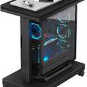 Height Adjustable Computer Tower Stand, 2-Tier CPU Holder Cart Under Desk, PC Floor Stand for Office Gamingblack