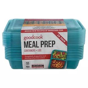 GoodCook Meal Prep Rectangle Two Compartment 8 -Piece, Teal, Made without BPA