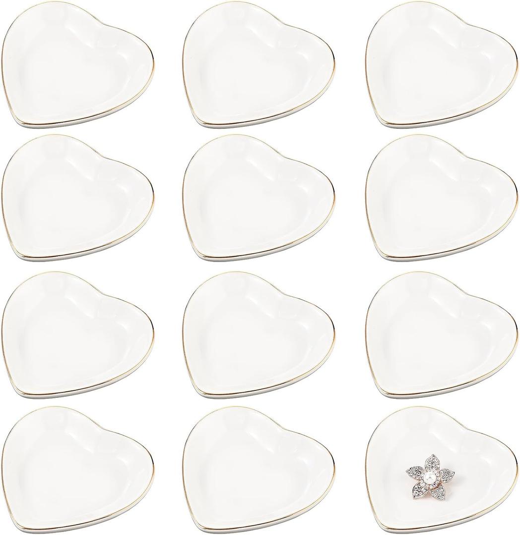 24 Pcs Ceramic Jewelry Tray 4.5 in Ring Dish Bulk Decorative Trinket Dish for Bridal Christmas Birthdays Gifts