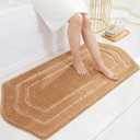 COSY HOMEER Extra Thick Bath Linen Sets Rugs for Bathroom - Anti-Slip Bath Mats Soft Plush 100% Strong Polyester Living Room Bedroom Water Absorbent(Beige,24x48 - Inches)