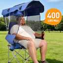 East Oak Oversized Camping Chair with Canopy | 400 LBS Heavy Duty Folding Beach Chair with Canopy Shade, Roomy Seat, Full Sun Protection, Ample Storage | Canopy Chair for Outdoors