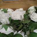 InnoGear Artificial Flowers, 50 Pcs Ivory White Foam Fake Roses Bulk with Stems for Mother's Gift Decoration DIY Wedding Bouquets Centerpieces Bridal Shower Party Christmas Tree