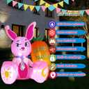 5.15FT Easter Inflatable Bunny Outdoor Decorations, Pink Rabbit with Orange Carrot, Built-in LED Lights and Anchor Kit, Blow Up Yard Decor for Garden, Lawn, Patio, Easter Egg Hunt Party