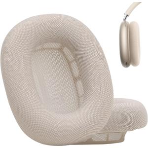 Laselan Upgraded Silicone Ear Cushions for AirPods Max Headphones 2024, Mesh Fabric Covered Ear Pads with Silicone & Memory Foam and Magnet (Starlight)