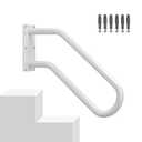 Hand Rails for Outdoor 1-2 Steps, Indoor Stairs, Bathroom, Wall Mount Non-Slip U-Shape Stair Hand Railing White 1 Pack