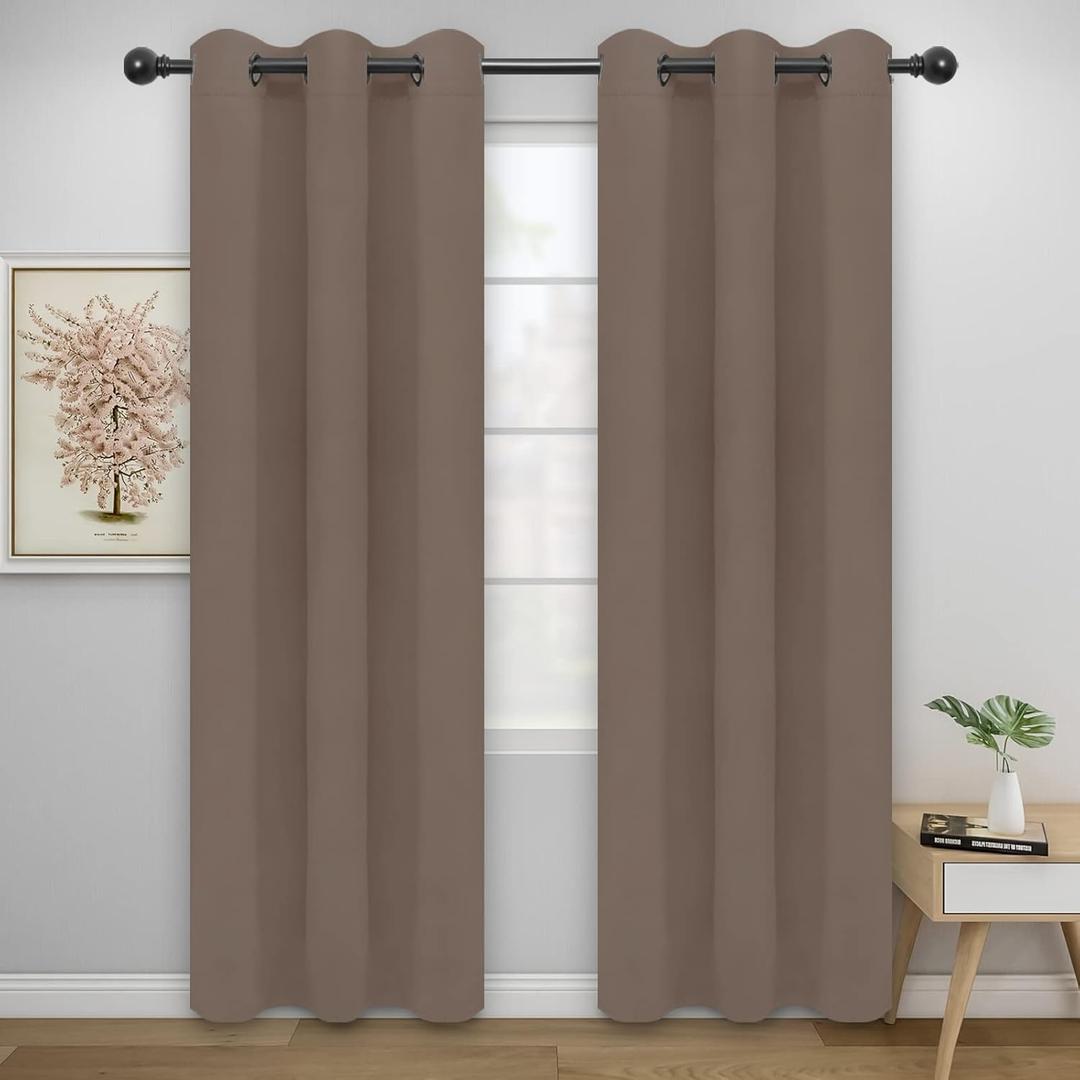 Curtains for Bedroom - Thermal Insulated Solid Grommet Room Darkening Window Treatments Sound Reducing for Living Room (2 Panels, 46 x 62)