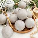Yunlly 12 Pcs Large Neutral Textured Christmas Ball Ornaments 3.15 Inch Vintage Rustic White Ivory Xmas Bulbs Ornaments Shatterproof Farmhouse Modern Christmas Home Decor for Tree Holiday Decor