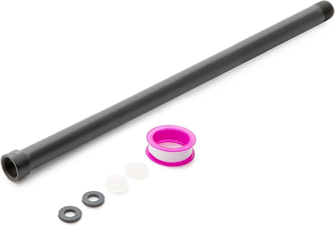 OFFO Shower Head Extension Arm, 16 Inches Shower Arm Extension Shower Head Extender Made of 305 Stainless Steel Shower Pipe Extension, Matte Black