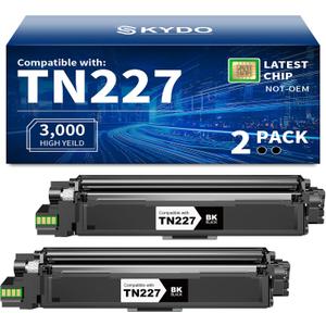 Compatible TN-227BK Toner Cartridge Replacement for Brother TN-227 Black Toner High Yield TN223 for MFC-L3770CDW HL-L3270CDW HL-L3290CDW MFC-L3710CW HL-L3210CW (2 Black)