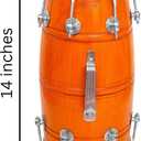 Wooden Dholak Drum, Adjustable Indian Hand Percussion Instrument, 14 Inch