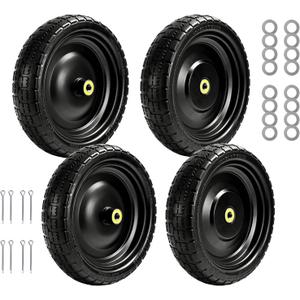 13" Flat-Free Tires and Wheels Replacement Gorilla Cart, 4.00-6 Flat-free Solid Tires for Garden Carts, Wheelbarrows & Yard Trailers - with 5/8" Bearings, 2.1" Hub Offset(4-Pack)