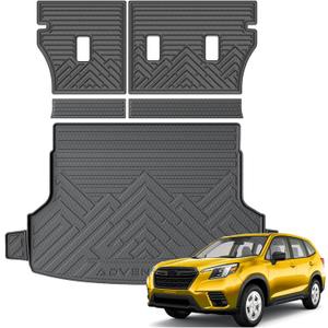 KUST Trunk Cargo Mat for 2025 2026 Subaru Forester (Not for Hybrid or Wilderness), Rubber Cargo Liner & Backrest Mat Set for Forester Accessories Rear Trunk Liner Back Seat Protector, High Edge, 5PCS