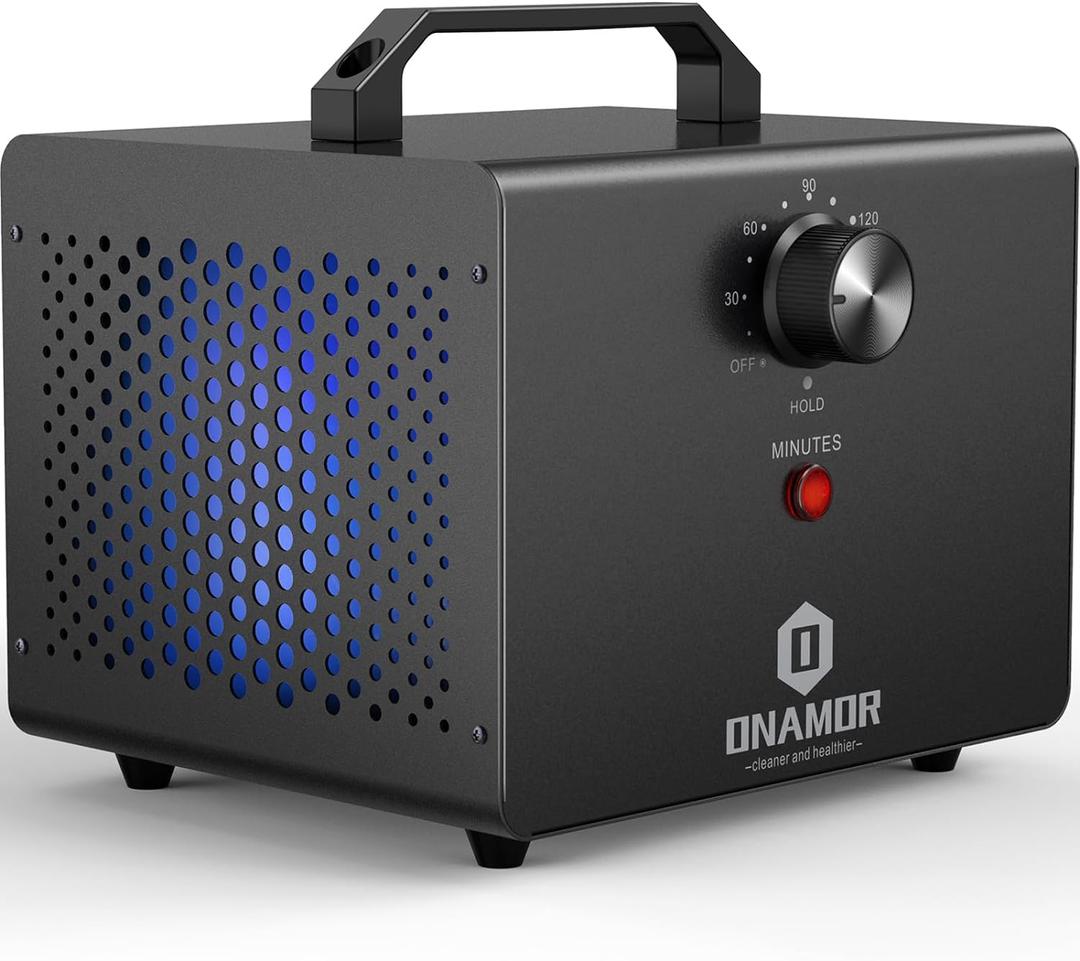 ONAMOR Ozone Generator 77000mg, Ozone Machine Ionizer O3 Deodorizer for Home, Basement, Smoke, and Pet Room (Eliminating Odors Area up to 4000 Square Feet, All Metallic Black)
