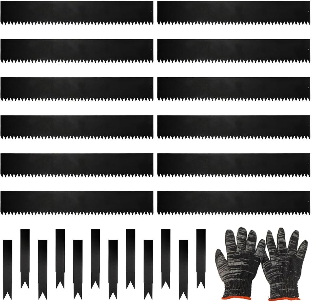 12 Pack Galvanized Steel Landscape Lawn Edging, 40" X 8" Metal Landscape Edging Border with 12 Clips, Metal Garden Edging Border, Metal Edging for Landscaping, Garden, Yard, Pathway(40Ft Total)