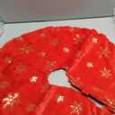 48 Inch Christmas Snowflake Tree Skirt Red Faux Fur Tree Skirt with Gold Sequin Snowflakes Red Gold Snowflake Soft Plush Round Xmas Trees Mat for Winter Holiday New Year Party Home Decor