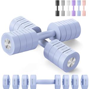 MERACH Dumbbell Set of 2, Adjustable Weight, Anti-slip Handle, Macaron Colors, Each 2.2/4.4/6.6/8.8 lbs, 4 in 1 Hand Weights for Women at Home, Blue 