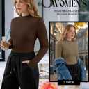 3 Pack Women's Plus Size Thermal Shirts Mock Turtleneck Fleece Long Sleeve Raglan Thumb Holes Layering Tops (XXXL)