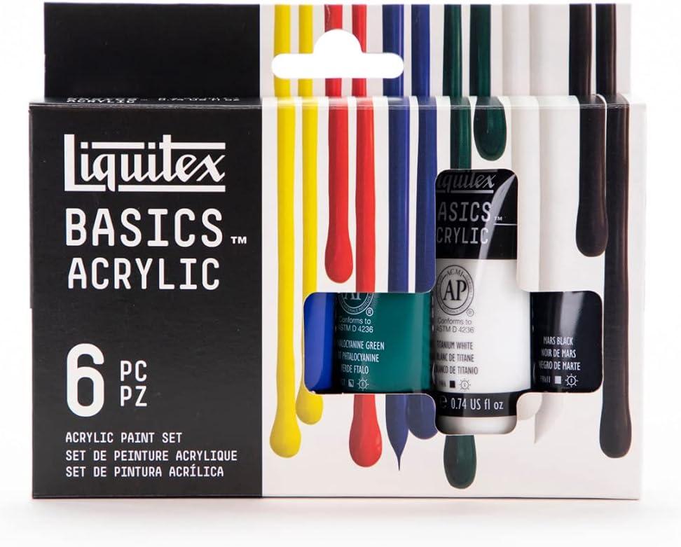 Liquitex BASICS Acrylic Paint Set, 6 x 22ml (0.74-oz) Tube Paint Set, Primary