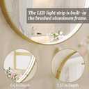 32 Inch Round LED Bathroom Mirror, Gold Metal Framed Lighted Mirror for Bathroom, Wall Mouted LED Vanity Mirror with Lights, 3 Colors and Stepless Dimmable, Anti-Fog, Memory