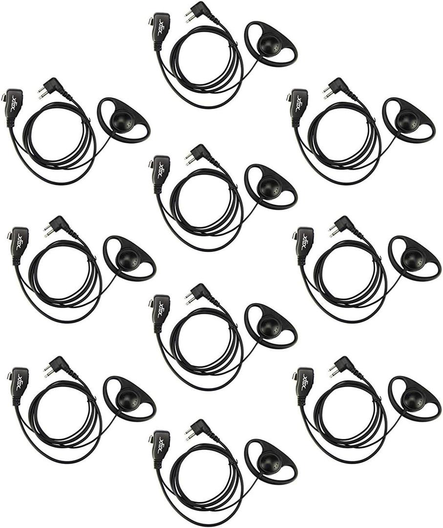 2Pin D Shape Earpiece Headset CP200D CP100D Earpiece with PTT/Mic for Motorola Walkie Talkies Radios R2 CP200 CP185 BPR40 BPR40D CLS1410 CLS1110 DTR700 RDU4100 RDU4160D RMU2040 RMU2080D CLS CP.