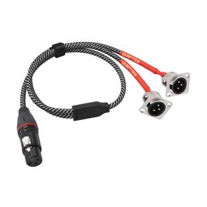 XLR Pass Through Cable,2FT,XLR Female to D-Type 2 Male Splitter Cable,20AWG 6N Silver-Plated Copper Conductor No Solder,for Stage Box,Patch Panel,Floor Box-No Solder Pro Audio Installations