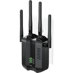 Dual Band WiFi Extender 1200Mbps (2.4GHz+ 5GHz) LongRange Internet Repeater for Home, Up to 10,000 sq.ft and45 Devices