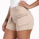 WAYRUNZ High Waist Cargo Shorts for Women (Beige)
