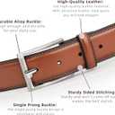 Mens Genuine Leather Dress Belt Classic Casual Belt with Single Prong Buckle for Jeans Pants Work and Business