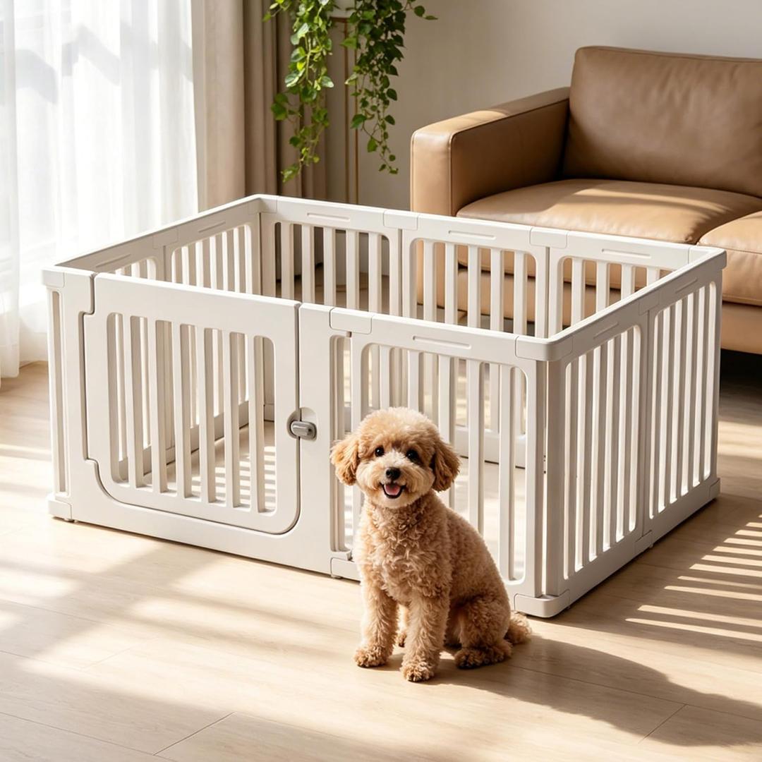 24" Plastic Dog Playpen, 9-Panel Lightweight Pet Play Pen