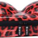 Premium Bra Case Braiou Lingerie Travel Bag Zip Underwear Organizer Bag for A-DD Cup [Leopard Print] (Red)