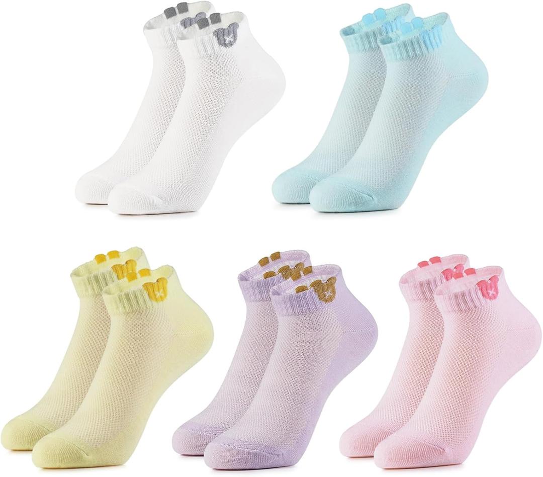 Glamorstar Womens Ankle Socks 5 Packs Pastal Cute Low Cut Socks (One Size)