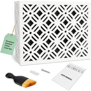 Doorbell Chime Cover Box Only, Modern & Decorative Covers for Indoor Chimes, Universal Fit for any Door Bell - White Aesthetic Wooden Design - Easy to Install with included Screws, White