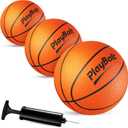 Size 3 Mini Basketballs (3 Pack) - 7-Inch Junior Rubber Basketball Set with Pump - Youth Beginner Kids Basketballs for Backyard Pool Parties, Arcade Games, Practice, Indoor & Outdoor Play (Orange)