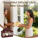 Housewarming Gifts for New Home: Farmhouse Wood Coaster Set for Coffee Table Decor - First Coffee/New Beginning/Forever Home/Grow Here/Breathe Here/Belong Here (Brown)