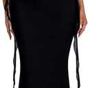 Auraxe Formal Wedding Guest Long Dresses for Women Elegant Bodycon Ruffle Corset Cocktail Party Maxi Dress (Black, Medium)