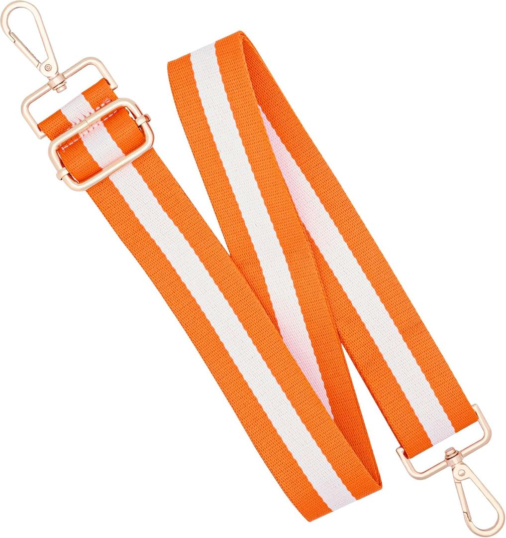 Woven Stripe Purse Straps,Replacement Crossbody Wide Shoulder Adjustable Strap for Bag Handbags (White and Orange)
