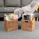 11x11in Wicker Storage Basket Set of 2 Collapsible Hyacinth Cube Storage Baskets,Storage Bins for Organizing Storage Basket with Built-in Handles