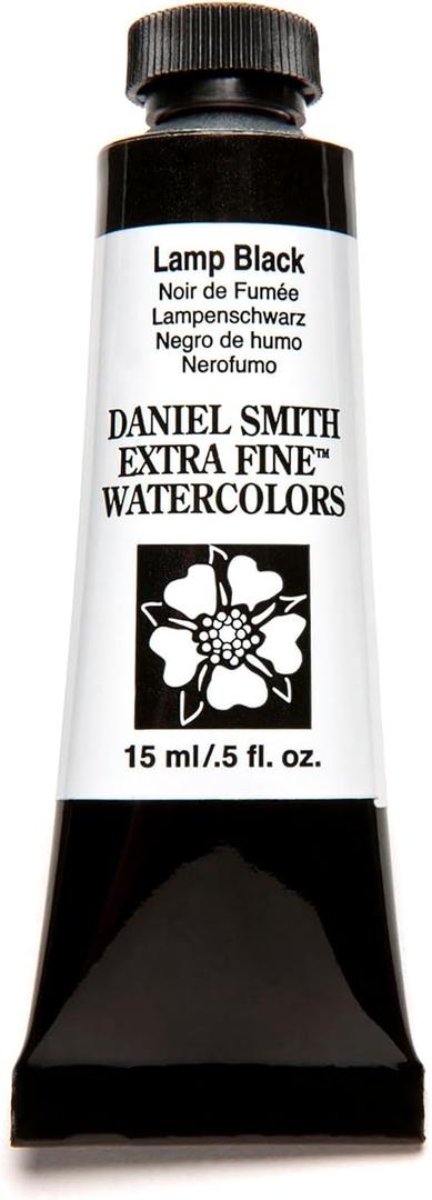 2 x Daniel Smith Extra Fine Watercolor 15ml Paint Tube, Lamp Black (284600003), 0.5 Fl Oz (Pack of 1)
